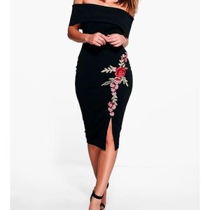 Boohoo off the shoulder dress